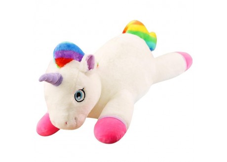 Peluche licorne géante allongée 60 cm